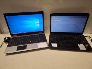 2 X MIXED LAPTOPS LOT CONTAINING 1 HP PROBOOK 6555B LAPTOP 250GB HDD WINDOWS 10 PRO NOT ACTIVATED CHARGER AND 1 HP G6 LAPTOP NO O/S CHARGER
