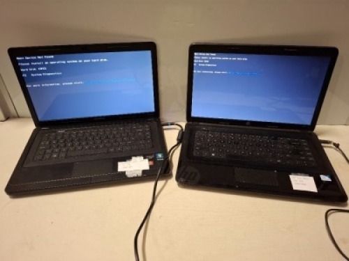 2 X MIXED LAPTOPS LOT CONTAINING 1 HP ZOVO LAPTOP NO O/S CHARGER AND 1 COMPAQ CQ57 LAPTOP NO O/S CHARGER