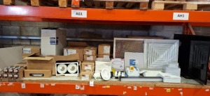 75 X BRAND NEW MIXED INDUSTRIAL LIGHTING LOT TO INCLUDE ROBUS SPEEDBEAM 20W LED BATTEN IP20 630MM IN WHITE , DUCT & PIPE SUPPORT SET - H FRAME , PROTEC LED G2 DLM 2000 LUMEN /HF EMERGENCY LIGHT , SAXBY MATT WHITE & FROSTED ACRYLIC FINISH LED LIGHT , TEE B