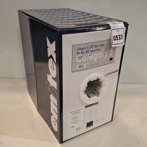 1 X BRAND NEW EMITEX CATEGORY 6 UTP DATA CABLE BOX QTY 305 METRES / IN GREY - RRP £141