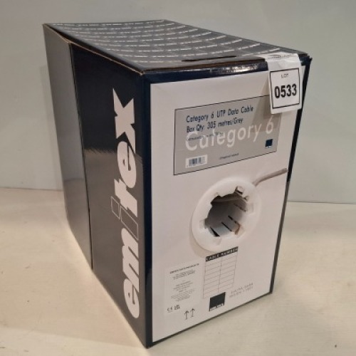 1 X BRAND NEW EMITEX CATEGORY 6 UTP DATA CABLE BOX QTY 305 METRES / IN GREY - RRP &pound;141