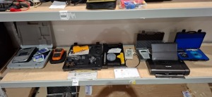 8 X MIXED ELECTRICAL EQUIPMENT LOT CONTAINING 1 BROTHER P - TOUCH 1830 LABEL PRINTER 1 BROTHER P - TOUCH E 110 1 VENT CHECK CO2 TEMP 1 MARTINDALE ELECTRIC MICROWAVE LEAKAGE DETECTOR 1EP ELECTRONICS ENERGY CONTROLS UNIVERSAL LCD PROGRAMMING HANDSET 1 