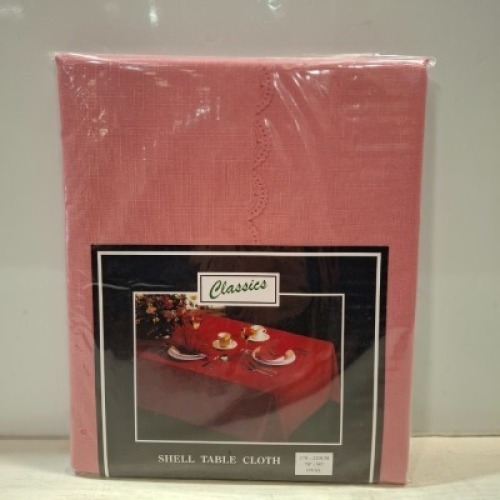 75 X BRAND NEW CLASSIC SHELL TABLE CLOTHS IN DUSKY PINK IN SIZE OVAL 187 X 229 CM IN 3 BOXES
