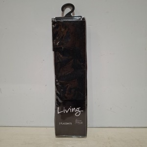 96 X BRAND NEW LIVING BY THOMAS FREDERICK PLACEMATS IN BLACK IN SIZE 30 X 46 IN ONE BOX