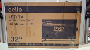 1 X BOXED CELLO 32 INCH LED TV WITH BUILT IN DVD PLAYER - SNCB882400177 - (PLEASE NOTE REFURBISHED GRADE A)