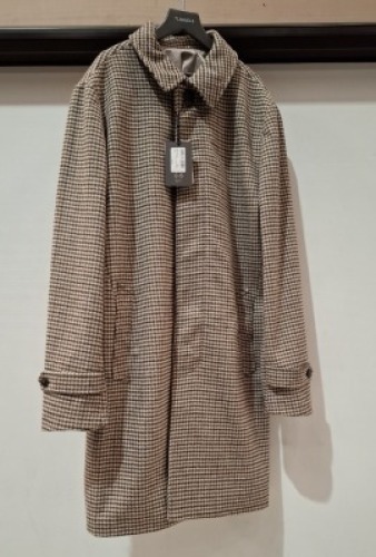 4 X BRAND NEW LIGHT GREY - BROWN TAUPE DAN JOHN COATS, CAPPOTTO MONOPETTO IN PIED SE POULE IN VARIOUS SIZES TO INCLUDE - 1 X SIZE 48, 1 X SIZE 52, 1 X SIZE 54 & 1 X SIZE 56 - RRP &pound;159.99 PER COAT.