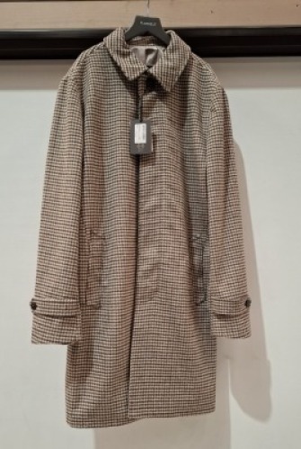 3 X BRAND NEW LIGHT GREY - BROWN TAUPE DAN JOHN COATS, CAPPOTTO MONOPETTO IN PIED SE POULE IN VARIOUS SIZES TO INCLUDE - 2 X SIZE 48, 1 X SIZE 50, - RRP &pound;159.99 PER COAT.