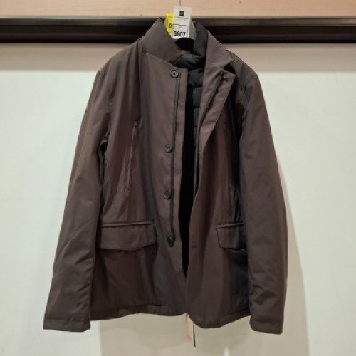 3 X BRAND NEW DARK BROWN DAN JOHN JACKETS, IN VARIOUS SIZES TO INCLUDE - 1 X SIZE SMALL & 3 X SIZE XL - RRP &pound;149.99 PER JACKET.