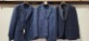 3 X BRAND NEW DAN JOHN SUITS IN VARIOUS STYLES AND SIZES TO INCLUDE, 1 X NAVY BLUE SUIT IN SIZE 54 & 2 X BLUE SUITS IN SIZES 58 & 60 - RRP &pound;239.99 PER SUIT.