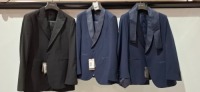3 X BRAND NEW DAN JOHN BLACK AND NAVY FULL SUITS IN SIZES 44-46-56 RRP-&pound;179.99 PP