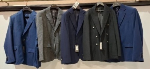 5 X BRAND NEW DAN JOHN SUIT JACKETS IN VARIOUS STYLES AND COLOURS - SIZES 46-50-56- RRP-&pound;129.99 PP