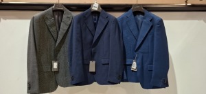 5 X BRAND NEW DAN JOHN SUIT JACKETS IN VARIOUS STYLES AND COLOURS - SIZES 44-48-46- RRP-£129.99 PP