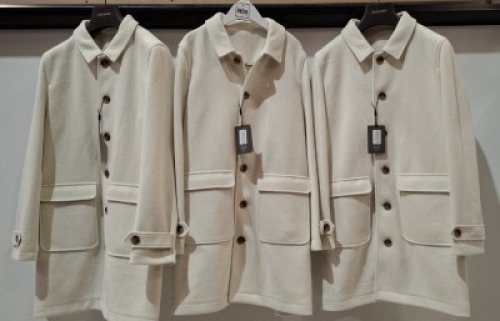 3 X BRAND NEW DAN JOHN WHITE BUTTONED COATS SIZES 48-50-56 RRP-&pound;189.99 PP