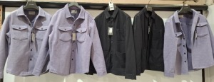 5 X BRAND NEW DAN JOHN MIXED OVERSHIRTS IN LILAC AND NAVY SIZES L-XXL - RRP£100 PP