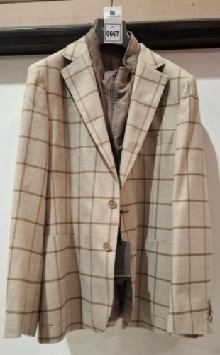 5 X BRAND NEW DAN JOHN CHECK JACKETS IN LIGHT BROWN SIZES 56-52-50 - RRP-&pound;149.99