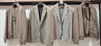 4 X BRAND NEW DAN JOHN MIXED COAT LOT TO INCLUDE 2X BOMBER JACKETS IN GREY AND LIME - L-XL 2X SUIT JACKETS IN GREEN AND WHITE/GREY IN SIZE 50-56 - RRP-&pound;129.99 PP