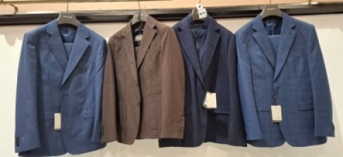 4 X BRAND NEW DAN JOHN MIXED LOT TO INCLUDE SUIT JACKET - 3X COMPLETE SUITS IN NAVY AND BROWN SIZES 46-52-50 - RRP-&pound;139.99