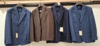 4 X BRAND NEW DAN JOHN MIXED LOT TO INCLUDE SUIT JACKET - 3X COMPLETE SUITS IN NAVY AND BROWN SIZES 46-52-50 - RRP-&pound;139.99