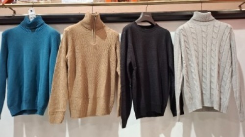 8 X BRAND NEW DAN JOHN TURTLE NECK KNITTED JUMPERS IN VARIOUS STYLES AND COLOURS IN SIZES L-XXL -S - RRP &pound;39.99 PP