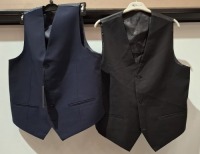 20 X BRAND NEW DAN JOHN WAIST COATS IN VARIOUS STYLES COLOURS AND SIZES IN 2 TRAYS