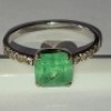 WHITE METAL SOLITAIRE RING (STAMPED 585 14CT GOLD) WITH SQUARE EMERALD & DIAMOND SET SHOULDERS (VALUE FOR INSURANCE PURPOSES &pound;595) - 2