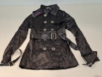 30 X BRAND NEW HIK 2028 WOMENS BLACK COAT IN SIZE MEDIUM AND LARGE (NOTE THE TAGS SAYS MEDIUM AND LARGE BUT APPEARS TO BE SMALLER IN SIZE - IN ONE BOX SIZE )