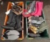 40 X MIXED SHOES CONTAINING SHORT BOOTS IN GREY/BLACK IN SIZE 44 , WELLIES IN GREEN IN SIZE 39 , RIYIN BOOTS IN BROWN IN SIZE 36 , DONNAY BOOTS IN BROWN/BLACK IN SIZE UK 9 ETC IN TWO TRAYS (NOTE - TRAYS NOT INCLUDED) - 2