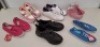 100 X MIXED CHILDRENS SHOES LOT CONTAINING FIRETRAP KIDS TRAINERS IN PINK IN SIZE 8 , SLAZENGER TRAINERS IN PINK IN SIZE 2 , LONSDALE TRAINERS IN WHITE/PURPLE IN SIZE 4 , STUDIO TRAINERS IN MULTI COLOUR IN SIZE 1 ETC IN ONE TRAY (NOTE - TRAYS NOT INCLUDED