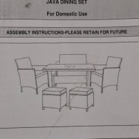 1 X STUDIO JAVA 6 PIECE DINING SET IN BLACK / GREY TO INCLUDE TABLE IN SIZE W 100 X D 60 X H 71 CM , LOVE SEAT IN SIZE W 104 X D 59 X H 81 CM , 2 FOOT STOOLS IN SIZE W 37 X D 37 H 37 , 2 CHAIRS IN SIZE E 58 X D 59 X H 81 CM IN TWO BOXES (NOTE CUSTOMER RE