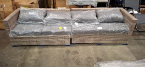 2 X RATTAN OUTDOOR 2 SEATER SOFAS