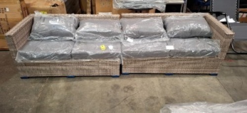 2 X RATTAN OUTDOOR 2 SEATER SOFAS