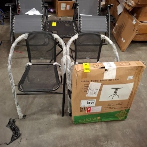 1 X CULCITA BISTRO SET IN BLACK TO INCLUDE 1 TABLE AND TWO CHAIRS