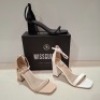 30 X BRAND NEW MIXED MISSGUIDED SHOES CONTAINING MID HEEL BLOCK BARELY THERE FAUX LEATHER IN BLACK , HIGH HEEL BLOCK BARELY THERE SANDALS IN WHITE , MID HEEL BLOCK BARELY THERE IN SAND ETC ALL IN SIZE 4