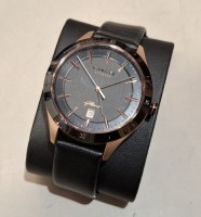 5 X BRAND NEW KANSKE DENMARK KANT AUTOMATIC (KINETIC) WATCHES BLACK FACE / ROSE GOLD - BLACK COLOURED BEZEL / BLACK STRAP ORIG RRP &pound;299 - TOTAL &pound;1495