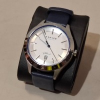 3 X BRAND NEW KANSKE DENMARK KANT AUTOMATIC (KINETIC) WATCHES WHITE FACE / SILVER COLOURED BEZEL / NAVY BLUE STRAP ORIG RRP &pound;299 - TOTAL &pound;897