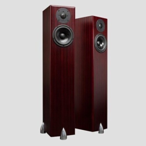 PAIR OF TOTEM HAWK FLOOR STANDING SPEAKERS - MAHOGANY COLOURED - EX DEMO WITH ORIGINAL BOXES
