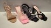 20 X BRAND NEW MIXED WOMENS SHOES CONTAINING CINK ME HIGH HEELS IN GOLD IN SIZE 36 , POTI PATI MID BLOCK HEELS IN PINK IN SIZE 37 , LONDON & LONDON HIGH HEELS IN BLACK IN SIZE 39 ETC ON HALF A SHELF