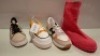 20 X BRAND NEW MIXED WOMENS SHOES LOT CONTAINING MARQUIIZ TRAINERS IN WHITE IN SIZE 40 , IDEAL SHOES TRAINERS IN WHITE/MULTI IN SIZE 38 , LACELESS TRAINERS IN PEACH IN SIZE 39 ETC ON HALF A SHELF