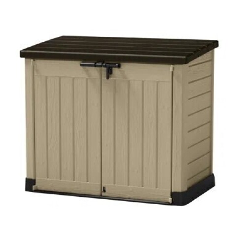 1 X BRAND NEW KETER STORAGE BOX IN BROWN / BEIGE IN SIZE 1481 X 880 X 238 MM.