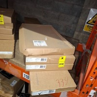 1 X BRAND NEW STRING FURNITURE 3 TIER SHELVING UNIT TO INCLUDE 2 GREY FLOOR SIDE PANELS IN SIZE 200 X 30 CM AND 3 WOOD MAGAZINE SHELFS IN SIZE 58 X 30 CM IN BEIGE IN 4 BOXES