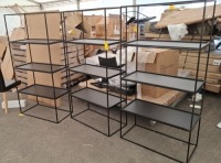 3 X USED METAL 4 TIER SHELVING UNITS IN BLACK IN SIZE W 80 X D 40 X H 160 CM