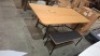 1 X HYBRID LOT CONTAINING 1 DINING TABLE IN OAK WITH METAL LEGS IN BLACK IN SIZE L 200 X W 100 X H 77 CM AND 1 BENCH IN BLACK WITH METAL LEGS IN SIZE W 109 X W 32 X H 43 CM AND 2 SKANDIUM LANGUE ORIGINAL DINING CHAIRS IN NATURAL IN SIZE W 50 X D 51 X H 7