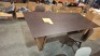 1 X HYBRID LOT CONTAINING DINING TABLE IN WALNUT IN SIZE L 200 X W 96 X H 73 AND 2 NORR11 LANGUE ORIGINAL DINING CHAIR IN BROWN / GREY IN SIZE W 50 X D 51 X H 78