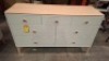 1 X MARLOW 7 DRAWER CHEST BY VIDA LIVING IN LIGHT GREY / CASHMERE OAK (NOTE SOME SCRATCHES AND MARKS ON TOP / CUSTOMER RETURNS )