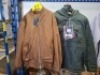3 X MIXED JACKET LOT CONTAINING 1 M&S JACKET IN BROWN IN SIZE 8 AND 1 GEOGRAPHICAL NORWAY JACKET IN GREY IN SIZE 14 , 1 CHAMPION HOODIE IN NAVY IN SIZE EXTRA LARGE (NOTE GEOGRAPHICAL JACKET IS RIPPED ON THE FRONT)