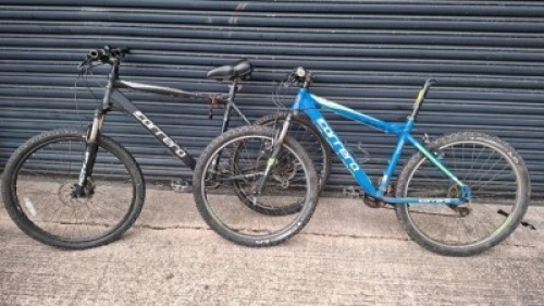 2 X MIXED BIKE LOT CONTAINING 1 CARRERA VENGEANCE IN BLACK AND GREY IN SIZE 58CM AND 1 CARRERA VALOUR IN GREEN WITH GREEN STRIPES IN SIZE 48CM