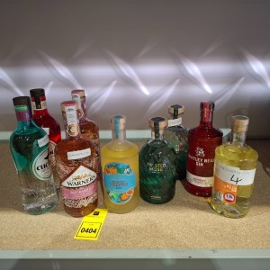 9 X BRAND NEW MIXED ALCOHOL LOT CONTAINING 2 WARNER'S RHUBARB GIN FRESH TANGY & SWEET 70CL , 2 TWISTED NOSE DRY GIN 70CL , 1 WHITYLEY NEILL GIN RASBERRY 70CL , 1 HAYSMITH'S SEVILLE ORANGE & PERSIAN LIME GIN 70CL , HAYSMITHS BLOOD ORANGE GIN 70CL , 2 CUCK