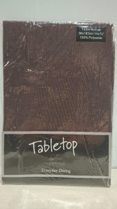 96 X BRAND NEW TABLE RUNNER IN BROWN IN SIZE 36 X 183CM IN 2 BOXES