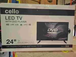 1 X BOXED CELLO 24 INCH LED TV WITH BUILT IN DVD PLAYER - SNCB128G210403 - (PLEASE NOTE REFURBISHED GRADE A)