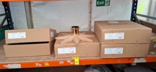 4 X BRAND NEW FRITZ HANSEN SKAGERAK STELLA CHRISTMAS TREE BASE OAK / BRASS COATED STEEL IN 4 BOXES - RRP EACH &pound;348 - TOTAL RRP FOR LOT &pound;1,392